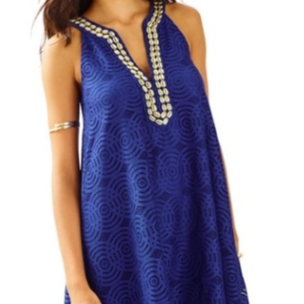 Lilly Pulitzer Achelle dress (True blue mystical knotty lace beaded)